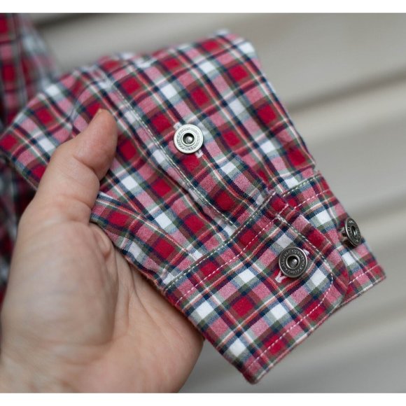 Ralph Lauren Shirt Womens Size PM Red Plaid Button Up LRL Metal Buttons Cotton - Picture 4 of 6